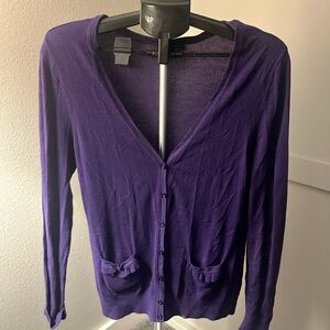 Semantiks Deep Purple V-Neck Button Cardigan